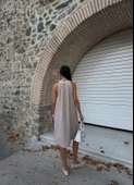 Halter Yaka Dokuma Midi Elbise thumbnail 2