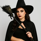 Halloween Cadı Süpürgesi Tüllü Siyah thumbnail 3