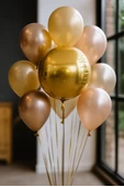Folyo Balon 22 İnç KÜRE ALTIN GOLD thumbnail 5