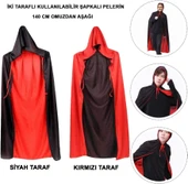 Halloween Pelerin Çift Taraflı Kapüşonlu 150cm thumbnail 3