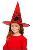 Hallowen cadı şapkası Kırmızı Dev Örümcek Desenli thumbnail 3