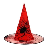 Hallowen cadı şapkası Kırmızı Dev Örümcek Desenli thumbnail 2