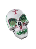 Halloween Maske Kuru kafa Işıklı Yeşil Teller thumbnail 5
