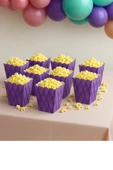 Mısır Kutusu Pop Corn Kutusu Dalgalı Mor Desenli / 8 Parça thumbnail 3
