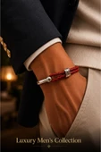 Luxury Men's Collection Çelik & Deri Bileklik thumbnail 1