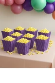 Mısır Kutusu Pop Corn Kutusu Dalgalı Mor Desenli / 8 Parça thumbnail 6