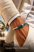 Luxury Men's Collection Çelik & Deri Bileklik thumbnail 1