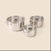 Kitchen Pure Steel 6 Parça Çelik Tencere Seti thumbnail 2