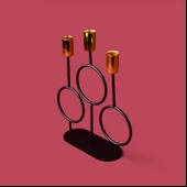 Deco Cerchio Şamdan - Siyah / Gold - 26 cm thumbnail 3