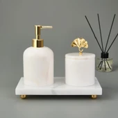 Bath 3'lü Mermer Banyo Seti - Beyaz thumbnail 2
