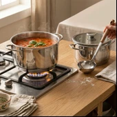 Kitchen Pure Steel 6 Parça Çelik Tencere Seti thumbnail 1