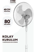 Kumtel KTF-290 Beyaz Vantilatör 16'' (3p) thumbnail 2