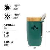 Igloo Bamboo Yemek Termosu 500ml-YEŞİL thumbnail 3
