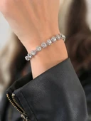 Çiçek Model Elmas Görünümlü Silver Renk Bileklik thumbnail 3
