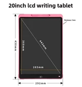20 Inc Renkli Lcd Grafik Dijital Kalemli Çizim Tableti Yazı Tahta Not Yazma Eğitim Tableti Siyah thumbnail 7