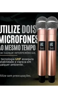 Profesyonel Çiftli Kablosuz Mikrofon Seti Karaoke Şarj Edilebilir 50 Metre Mesafe Rose thumbnail 3