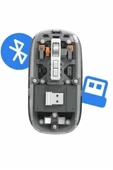 Kablosuz Mouse Fare Şarjlı Bluetooth Wireless Çift Modlu Sessiz thumbnail 4