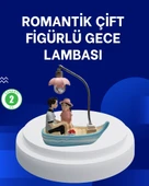 Romantik Sandal Üzerinde Çift Figürü LED Gece Lambası Masa Dekoru thumbnail 1