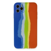 iPhone 11 Pro Kılıf Ebruli Lansman Silikon - Mavi-turuncu thumbnail 1