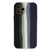 iPhone 12 Pro Max Kılıf Ebruli Lansman Silikon - Siyah-lacivert thumbnail 1