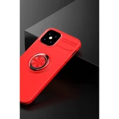 iPhone 12 Mini Kılıf Range Yüzüklü Silikon - Kırmızı thumbnail 2