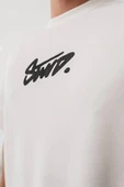 Erkek Baskılı Oversize T-shirt - Beyaz thumbnail 1