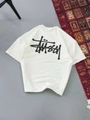 Erkek Baskılı Oversize T-shirt - Beyaz thumbnail 2