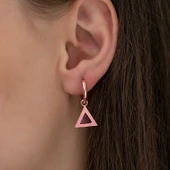 Gümüş Fosforlu Pembe Üçgen Küpe thumbnail 2