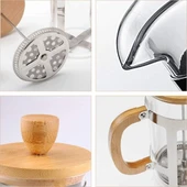 Ahşap Detaylı 350 ml Cam French Press thumbnail 2