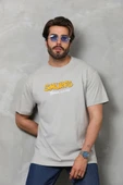 Unisex Basic Bisiklet Yaka Oversize T-shirt - Gri thumbnail 5
