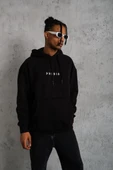 Erkek Astronot Baskılı Kapüşonlu Sweat - Siyah thumbnail 3