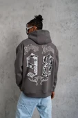 Erkek 98 Baskılı Kapşonlu Sweat - Gri thumbnail 3
