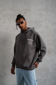 Erkek 98 Baskılı Kapşonlu Sweat - Gri thumbnail 5