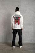 Erkek School Boy Baskılı Kapüşonlu Sweat - Beyaz thumbnail 3