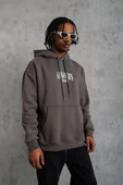 Erkek Paradise Baskılı Kapüşonlu Sweat - Gri thumbnail 5