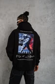 Erkek Astronot Baskılı Kapüşonlu Sweat - Siyah thumbnail 1