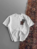 Erkek Baskılı Oversize T-shirt - Beyaz thumbnail 2