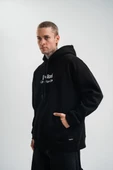 Üç İplik Kapşonlu Dijital Patchli Sweatshirt - Siyah thumbnail 5