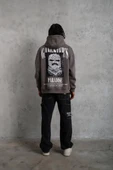 Erkek Paradise Baskılı Kapüşonlu Sweat - Gri thumbnail 3