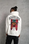 Erkek School Boy Baskılı Kapüşonlu Sweat - Beyaz thumbnail 1