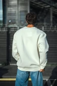 Kışlık Bisiklet Yaka Üç İplik Basic Sweatshirt - Beyaz thumbnail 2