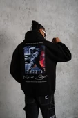 Erkek Astronot Baskılı Kapüşonlu Sweat - Siyah thumbnail 4