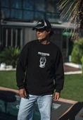 Kışlık Bisiklet Yaka Baskılı Sweatshirt - Siyah thumbnail 3