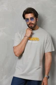 Unisex Basic Bisiklet Yaka Oversize T-shirt - Gri thumbnail 3