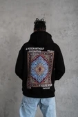 Erkek Kilim Desen Kapüşonlu - Siyah thumbnail 2