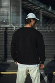 Kışlık Bisiklet Yaka Üç İplik Basic Sweatshirt - Siyah thumbnail 3