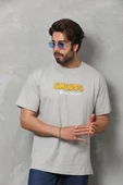Unisex Basic Bisiklet Yaka Oversize T-shirt - Gri thumbnail 6