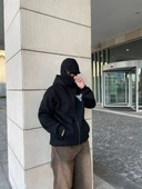 Samuray Kapüşonlu Zıp Fermuarlı Kapüşonlu Sweatshirt - Siyah thumbnail 4