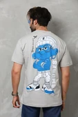 Unisex Basic Bisiklet Yaka Oversize T-shirt - Gri thumbnail 7