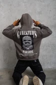 Erkek Paradise Baskılı Kapüşonlu Sweat - Gri thumbnail 1